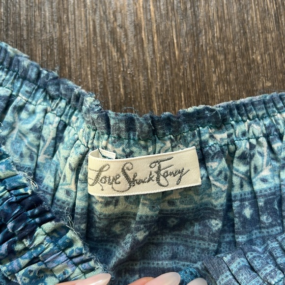 LoveShackFancy Blue Off the Shoulder Top - Picture 3 of 5